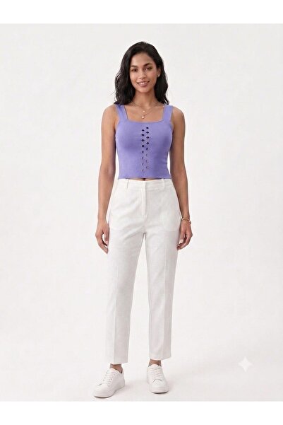 onno style women Sleeveless Strappy Perforated Knitted Women's Bluz