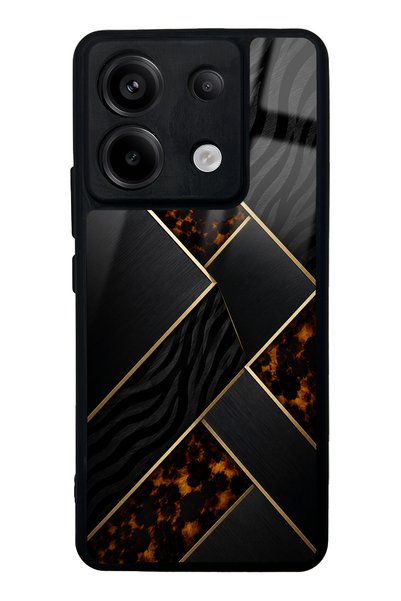 Spoyi حافظة هاتف Xiaomi Redmi Note 13 Pro 5G باللون الأسود اللامع بتصميم فسيف...