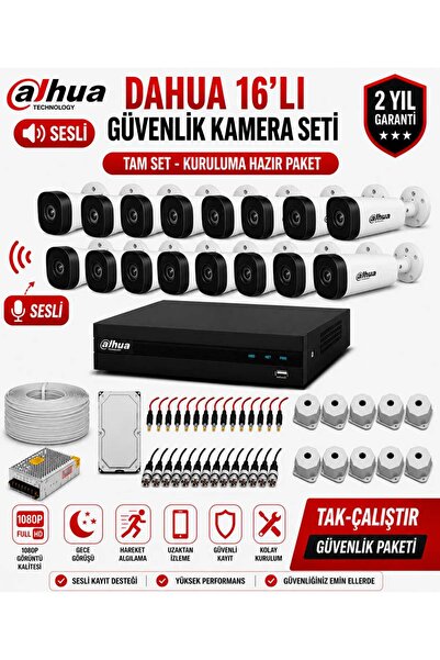 DAHUA 16'Lı Sesli Güvenlik Kamera Seti - 2 TB HDD - 48 Gün Kayıt