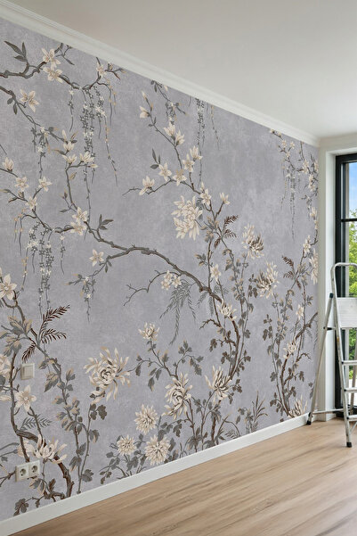 dreamwall Çiçekli Japon Bahçesi Desenli Tek Parça Tekstil Duvar Kağıdı