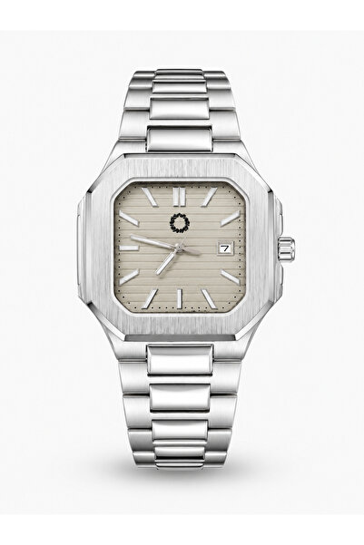 CüzCan Pruva 42 mm Champagne Dial Steel Band Men's Automatic Look Quartz Wris...
