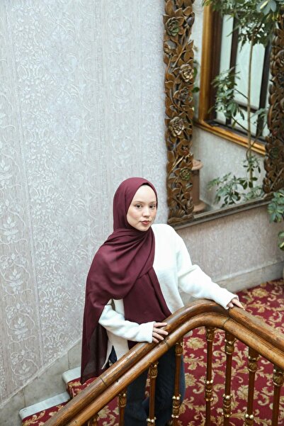 ENRİCO FERRİ Petra Plain Viscose Shawl - Plum