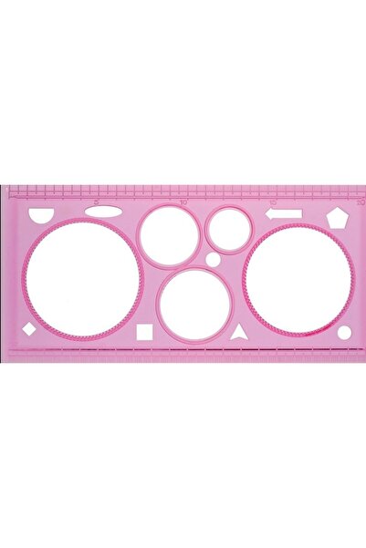 Centrum Sablon de desen, Centrum, plastic, cu cercuri, rigla 20 cm, roz