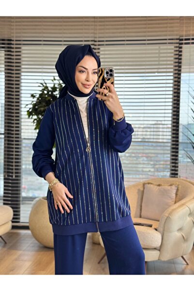 ORHAN STORE 02-2726 Front-To-Back Stone Printed Suit Navy Blue