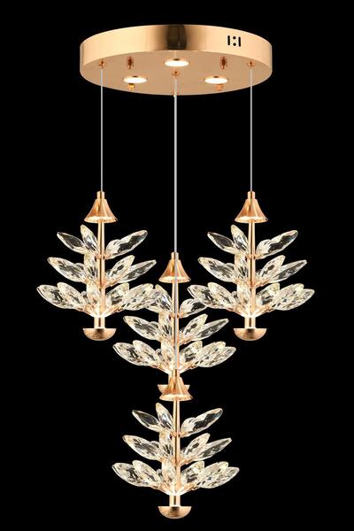 Avonni AV-7015-8048-5+1-S Gold Kaplama Klasik Avize LED Metal Kristal H: 100 ...