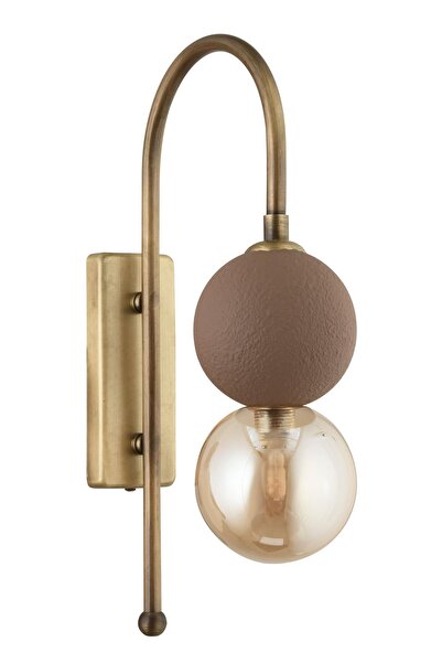 Avonni AP-7016-1010-BKV Kahve Boya Aplik E27 Metal Cam H: 39 cm, WxD: 15x23 cm