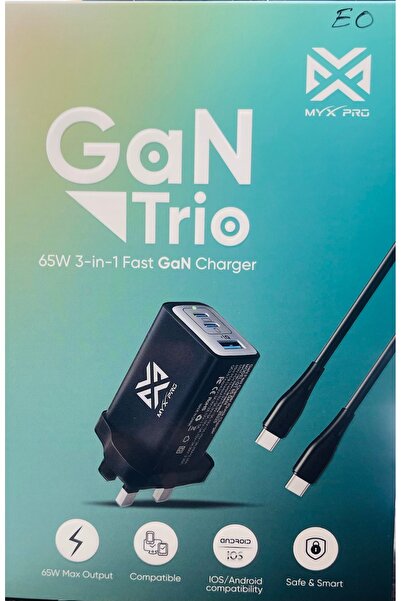 MYX PRO GaN Trio 65W 3-in-1 fast charger featuring GaN technology for compact