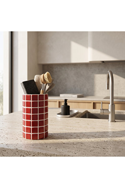 FLTFRM Square Glass Mosaic Kitchen Countertop Sponge Holder and Dish Brush Ho...
