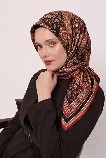 Lesscarves Cotton Silk Scarf Ethnic Patterned Ls2205 03-Burgundy-Red-Black