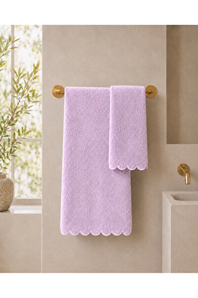 Ellia Soft Lavinya set peškira od 100% pamuka sa valovitim vezom - 50x90 i 70...