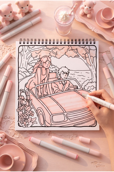 M&H Coloring Tickled Pink - 21X21 cm Coloring Book, for Adults