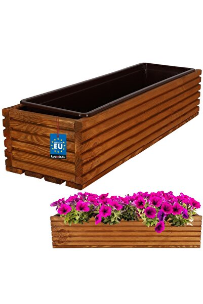 KOTARBAU Jardinieră din lemn pentru terasă cu inserție de stejar 64 x 20 CM