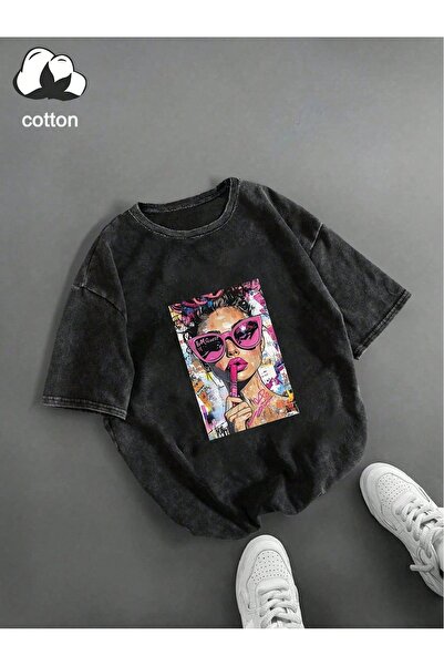 bellanova Βίντατζ πλυμένο μπλουζάκι oversized