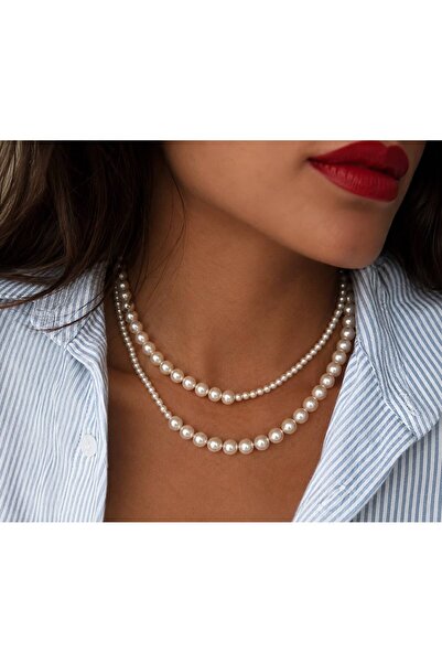 modernist Women's Double Row Pearl Necklace