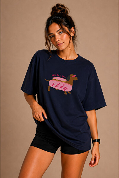 FECCY Premium Hot Dog Unisex Oversize Women's T-Shirt Men's T-Shirt Cotton Ov...