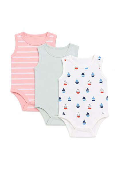 PALM PEANUTS Baby Sleeveless Cotton Bodysuit 3-Pack – Soft Breathable Infant ...