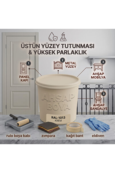 caxcolors CAX Colors Parlak Boya 1 L - Panel Kapı, Demir ve Ahşap Boyası (Yük...