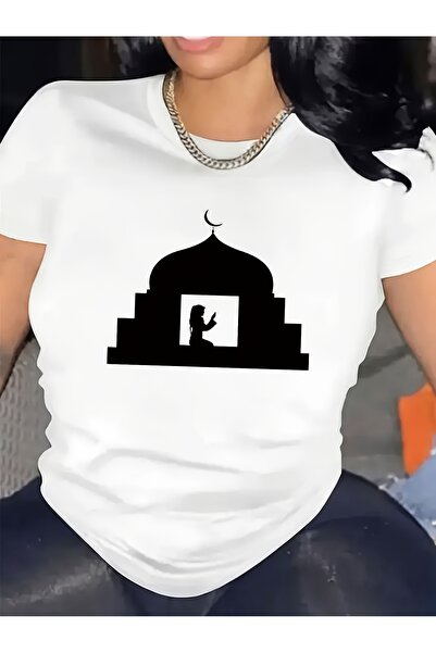 212Wear تي شيرت نسائي كاجوال بنمط رمضان بأكمام قصيرة وياقة مستديرة، قميص صيفي...