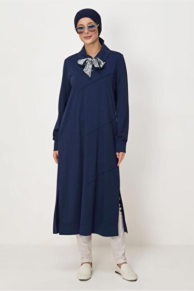 Alvina Scarf-Detail Trained Sweatshirt Tunic 46536
