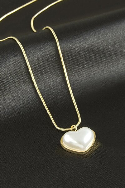 ZERO LAND Spt-Gld Heart Pearl Luxury Steel Necklace (80835) - Yellow