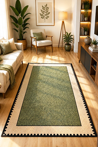 Chilai Home NEHO Green Makinede Yıkanabilir Kaymaz Taban Leke Tutmaz Dijital ...