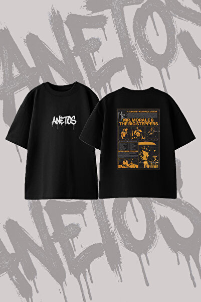 Anetos Kendrick Lamar Mr Morale Design Back Printed Cotton Black Oversize T-S...