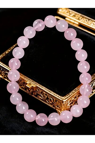 Moon of Noon Handmade Premium Natural Rose Quartz Gemstone Stretch Elastic Br...