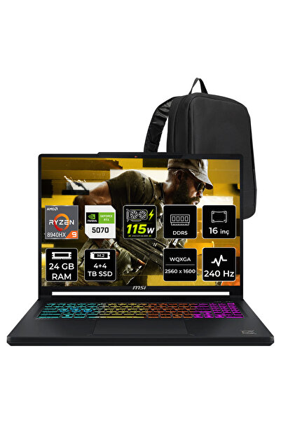 MSI Crosshair A16 HX Ryzen 9 8940HX RTX 5070 8GB 115W 24GB RAM 4TB + 4TB SSD ...