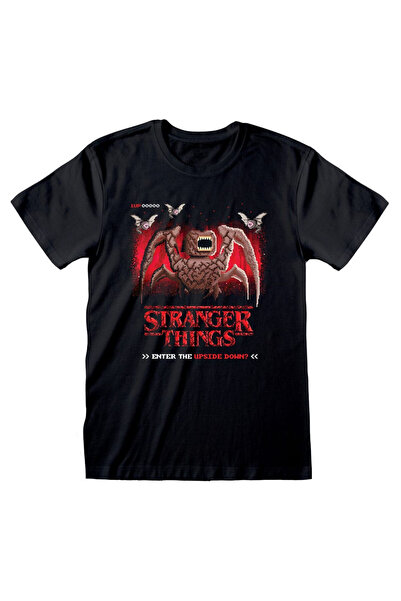 Heroes inc Tricou barbati Heroes inc, Stranger Things 8-bit, negru, bumbac, l...