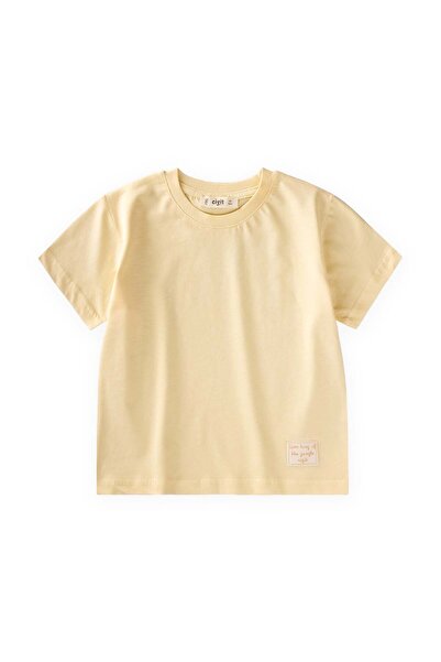 Cigit Label Detailed T-Shirt 2-10 Years Yellow