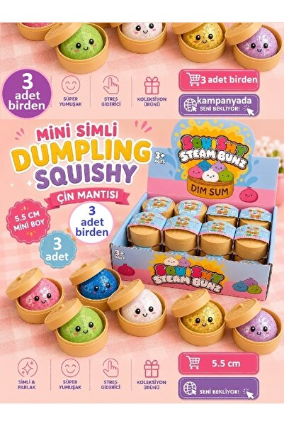 OYUNCAKSAHİLİ Çin Mantısı Dumpling Dev 3 Adet Birden Küçük Skuşi 5.5cm Çin Ma...