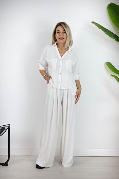 SİSTA MODA 451 Short Sleeve Shirt and Wide Leg Pants Set