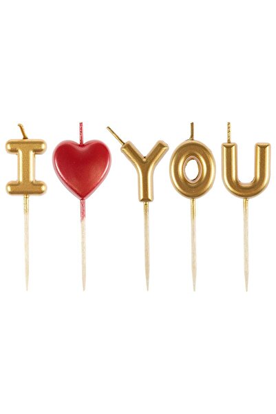 Arpex Lumanari decorative pentru tort I ♥ YOU, forma I ♥ YOU, inaltime 2,7 cm...