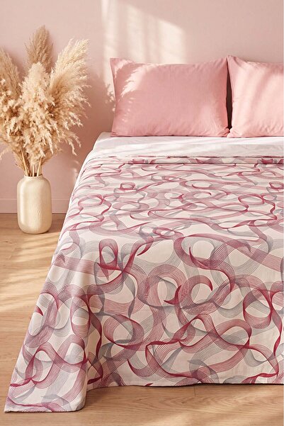 Rivaİstanbul Pink Abstract Patterned Double Printed Pique & Bedspread 200X230 cm