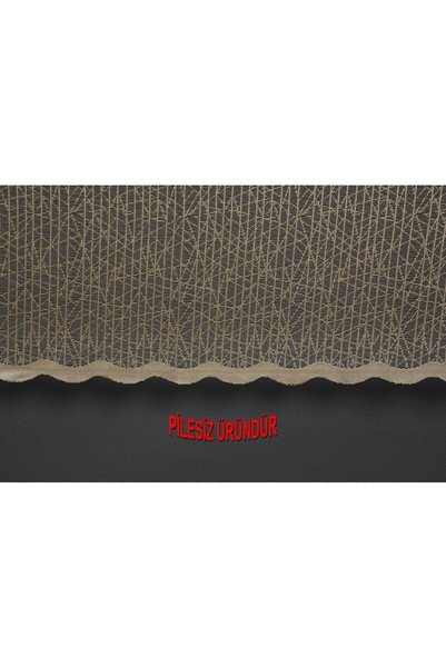 AKÇA TEKSTİL Striped Model Gold Color Single Wing Without Flowers Ready-Made Background Curtain 200*260 cm