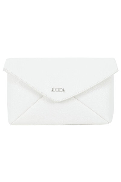 DOCA Γυναικεία βραδινή τσάντα clutch 23191 λευκή