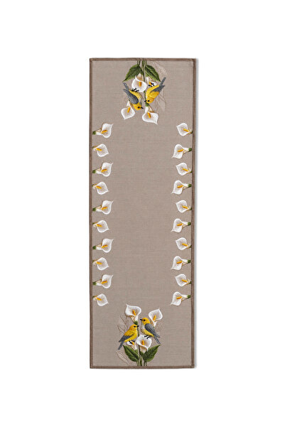 LAMUA HOME Lily Kuş ve Çiçek Desenli Dekoratif Runner 40x140 cm
