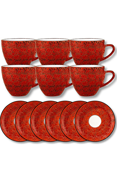 WILMAX ENGLAND Set 6 cești cafea porțelan Colorboom, Roșu, 300 ml, Wilmax