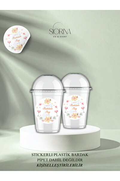 Siorina Co & Event Stickerlı Plastik Bardak Bride Bachelorette Doğum Günü Kiş...