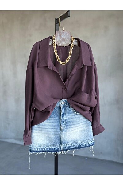 By Pakize Premium Düşük Omuzlu Oversize Gömlek
