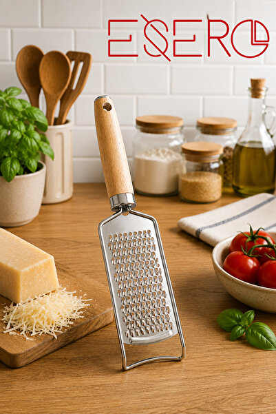 ESERO Steel Hand Grater with Wooden Handle – Multi-Purpose Grater for Cheese,...