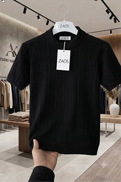 zs zaos fashion Men's Summer Short-Sleeved Crew Neck Knitwear T-Shirt 0 Colla...