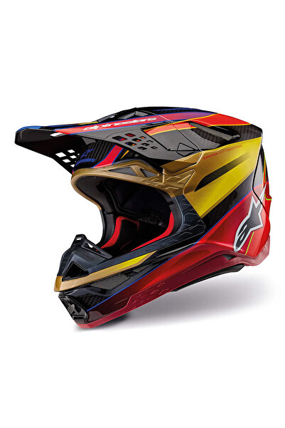 Alpinestars Supertech M10 Era Off-Road Kaskı Kırmızı Altın