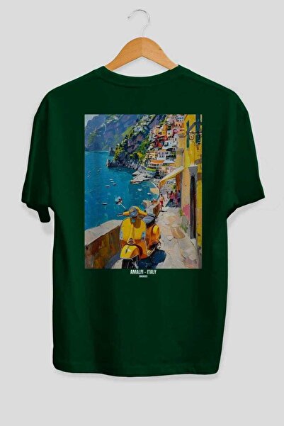 Ankhises Αμάλφι Ιταλία Πράσινο Oversize Country City T-shirt με στάμπα στην π...