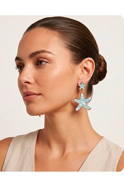 Mervişim Aksesuar Mineli Starfish Women's Earrings