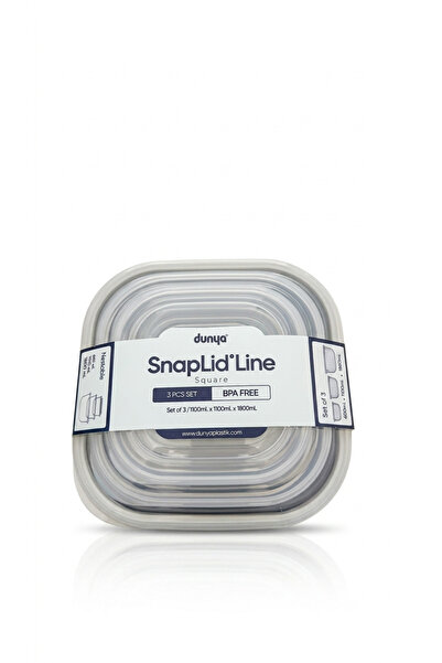 SnaplidLine 3’Lü Kare Mikrodalga Saklama Kabı (1800mL-1100mL-600mL)