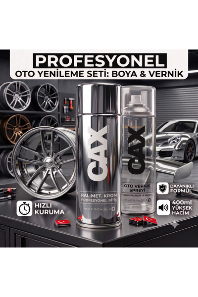 caxcolors CAX Colors Profesyonel Oto Yenileme Seti - Krom Efekt Sprey Boya (4...