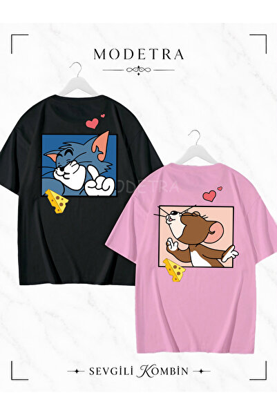 Modetra Women Men Unisex Tom and Jerry Square Back Printed Lover Couple Combi...