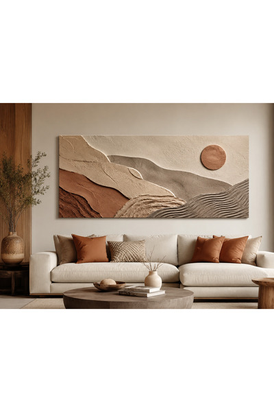 FTRMALZEMECİM Premium Bronz Ay Döngüsü ve İnce Botanikler Kanvas Tablo – Kire...