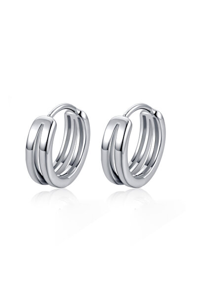Choice1 Steel color 2Pcs Hollow Double Ring Small Hoop Earrings For Men Women...